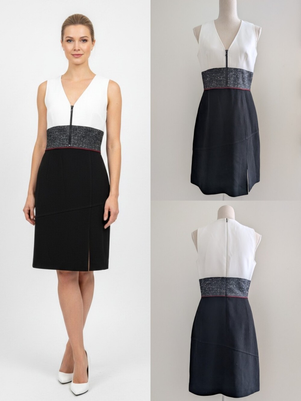 Like New Judith & Charles Wool Sleeveless V-Neck Colorblock Dress